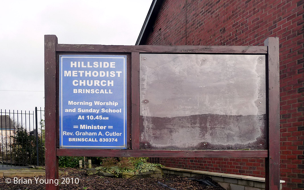The Church Sign, Hillside Methodist Church, Brinscall. Photograph supplied by and  of Brian Young